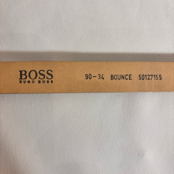 HUGO BOSS Sz 90-34 Bounce 100% Calf Skin Silver Textured Belt Made in Italy - Picture 5 of 6